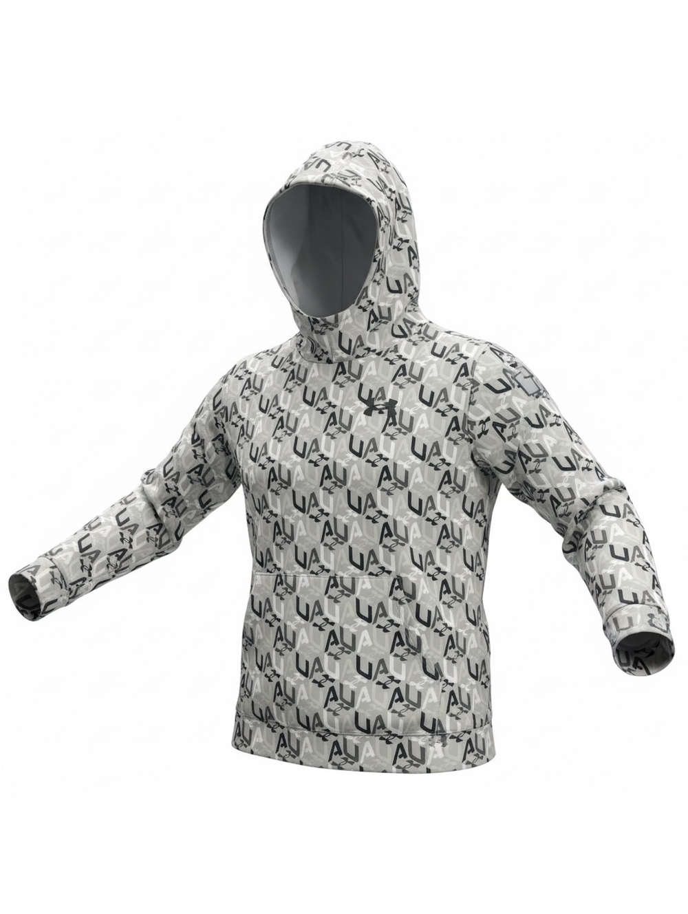 Under Armour Youth Large Loose Fit Gray Logo Print Hoodie